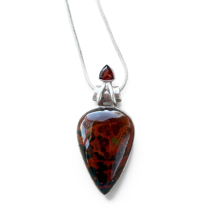 Bloodstone &amp; Garnet Sterling Silver Pendant