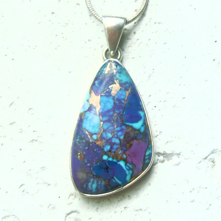 Purple Turquoise Sterling Silver Asymmetrical Pendant