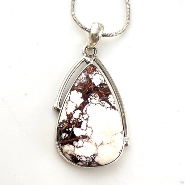 Wild Horse Jasper Sterling Silver Pear Pendant