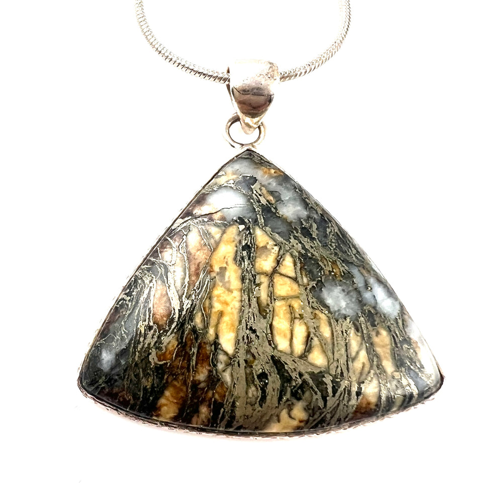 Pyrite in Agate Sterling Silver Pendant - Keja Designs Jewelry