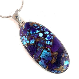 Purple Turquoise Sterling Silver Oval Pendant