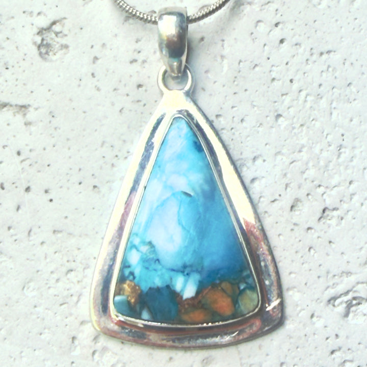 Spiny Oyster Turquoise Sterling Silver Bright Pendant