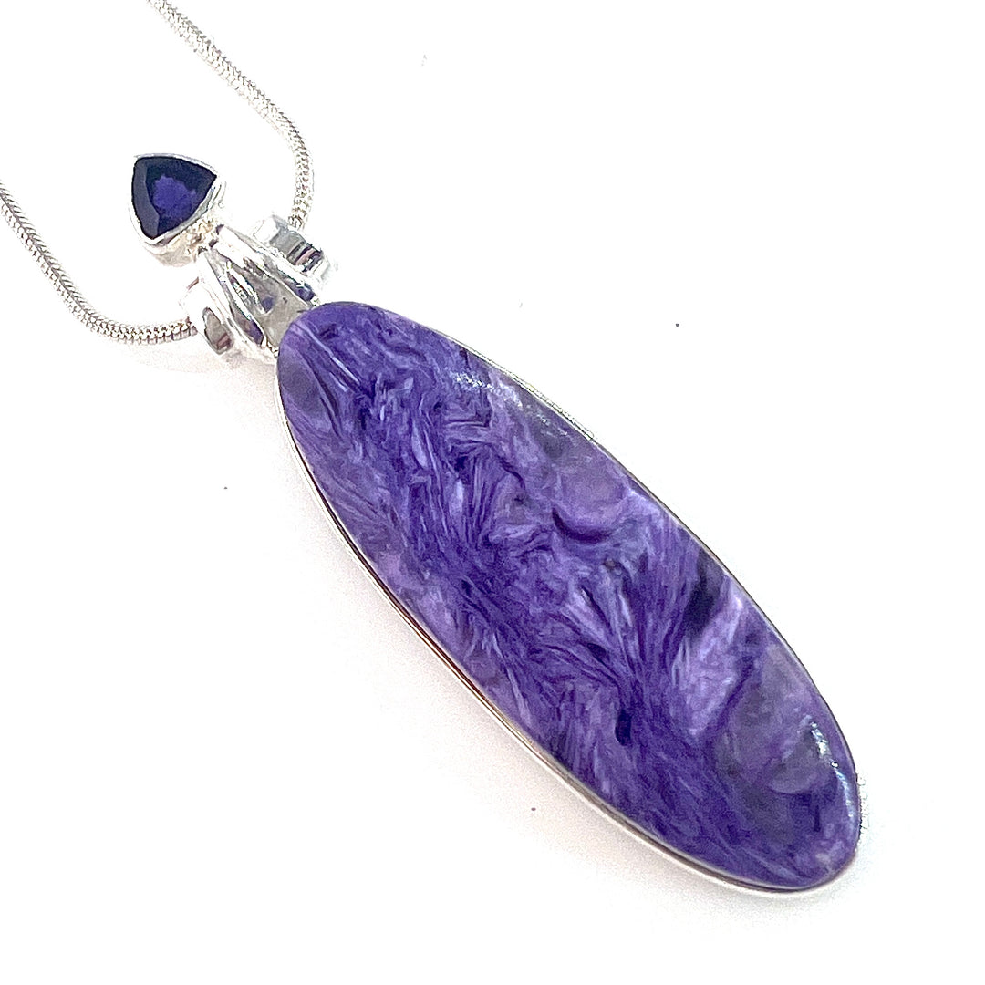 Charoite & Amethyst Sterling Silver Pendant - Keja Designs Jewelry