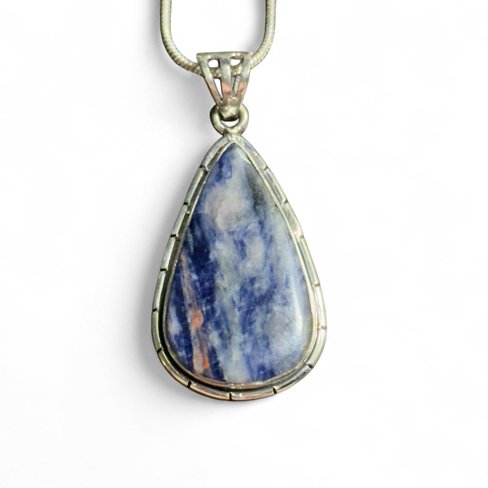 Sodalite Sterling Silver Pear Shaped Pendant - Keja Designs Jewelry