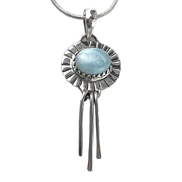 Larimar Sterling Silver Dangles Pendant - Keja Designs Jewelry