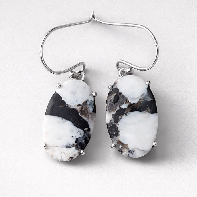 White Buffalo Sterling Silver Prong Set Earrings - Keja Designs Jewelry