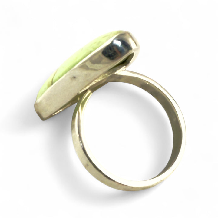 Lemon Chrysoprase Fancy Cut Adjustable Sterling Silver Ring - Keja Designs Jewelry