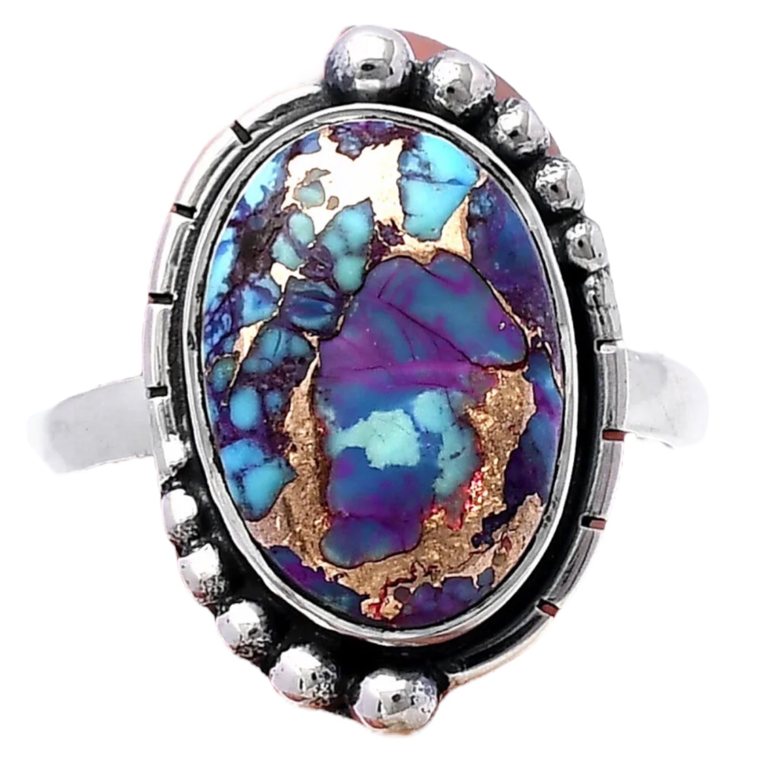 Kingman Purple Turquoise Sterling Silver Oval Ring - Keja Designs Jewelry