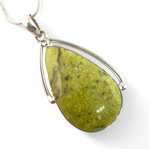 Serpentine Sterling Silver Pear Pendant