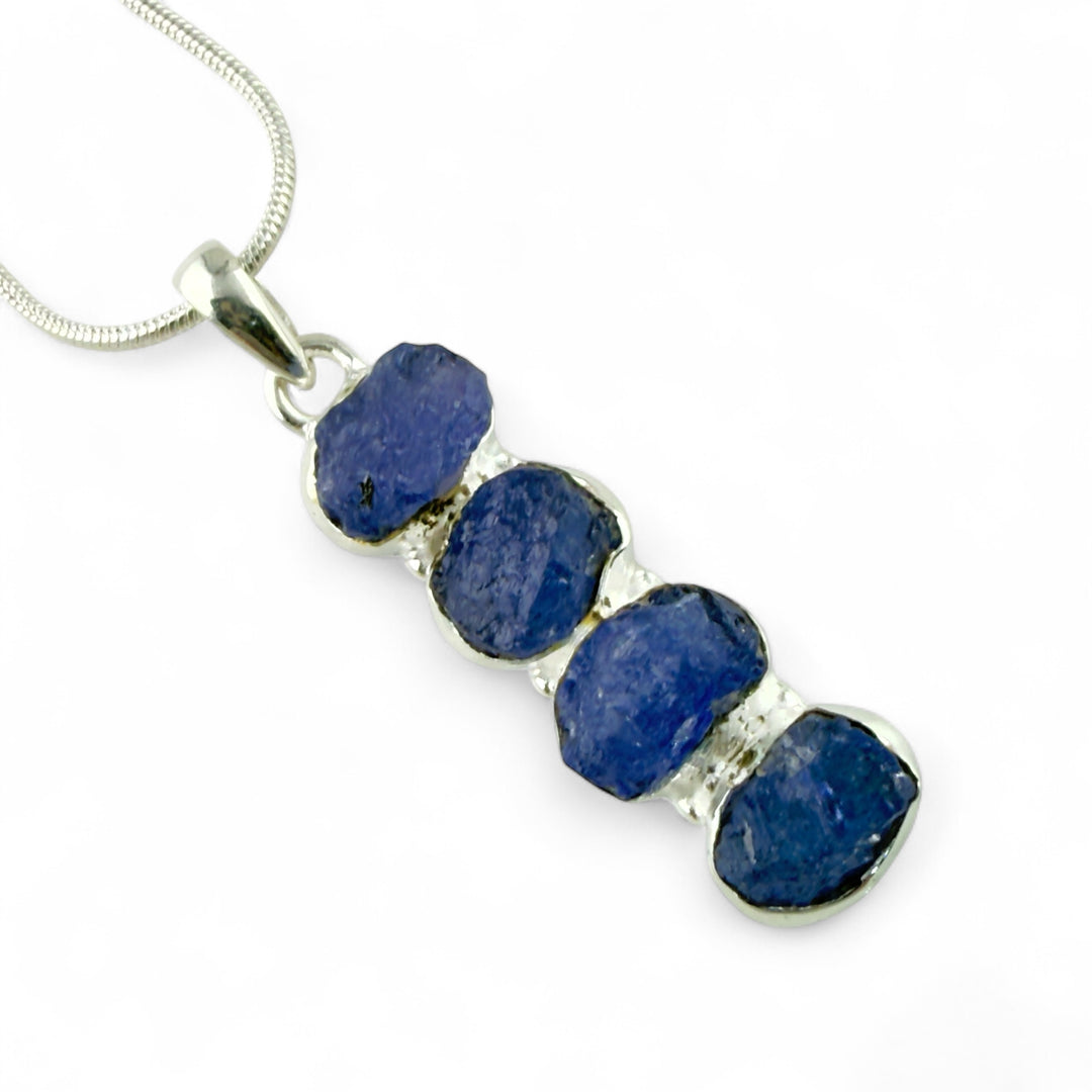 Tanzanite Sterling Silver Four Stone Pendant - Keja Designs Jewelry