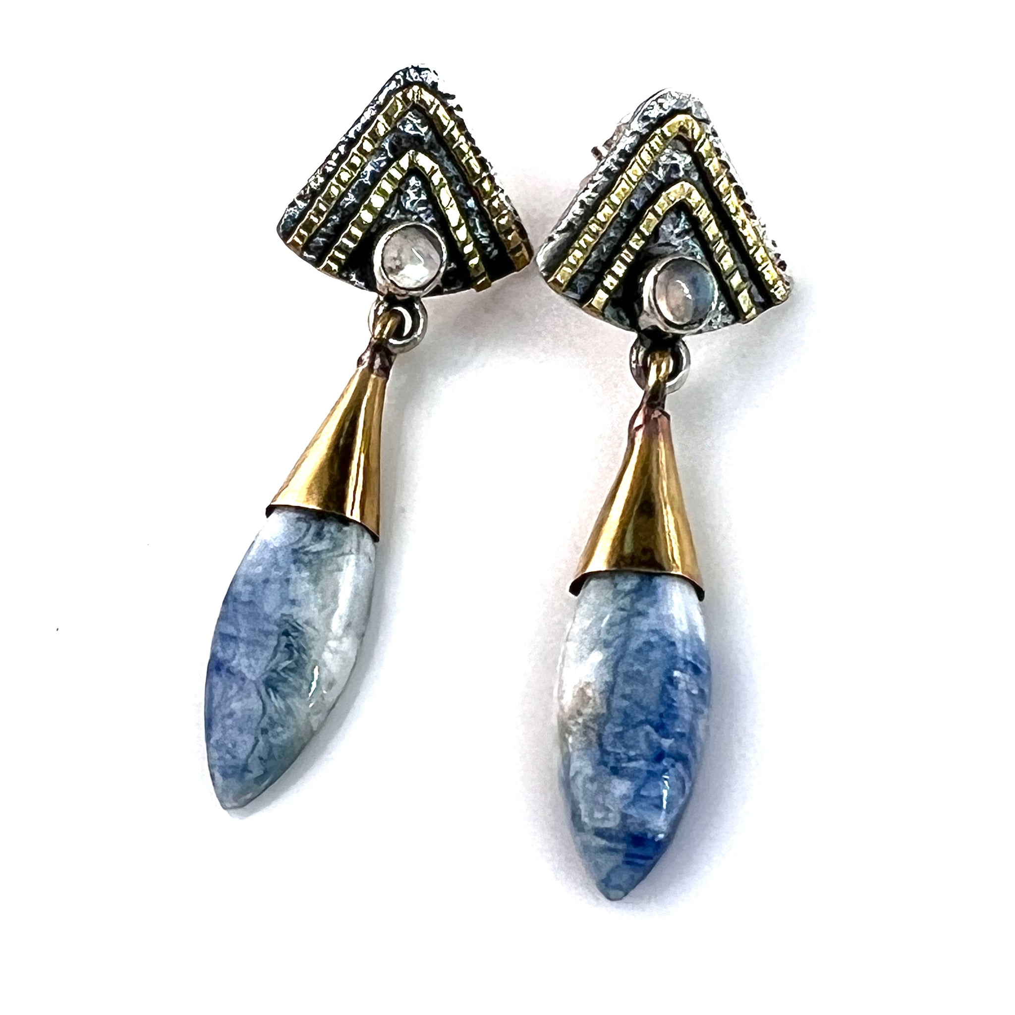 Scheelite & Moonstone Sterling Silver Two Tone Earrings - Keja Designs Jewelry
