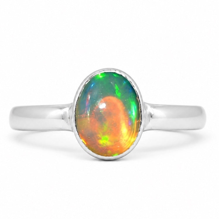 Ethiopian Opal Sterling Silver Oval Ring