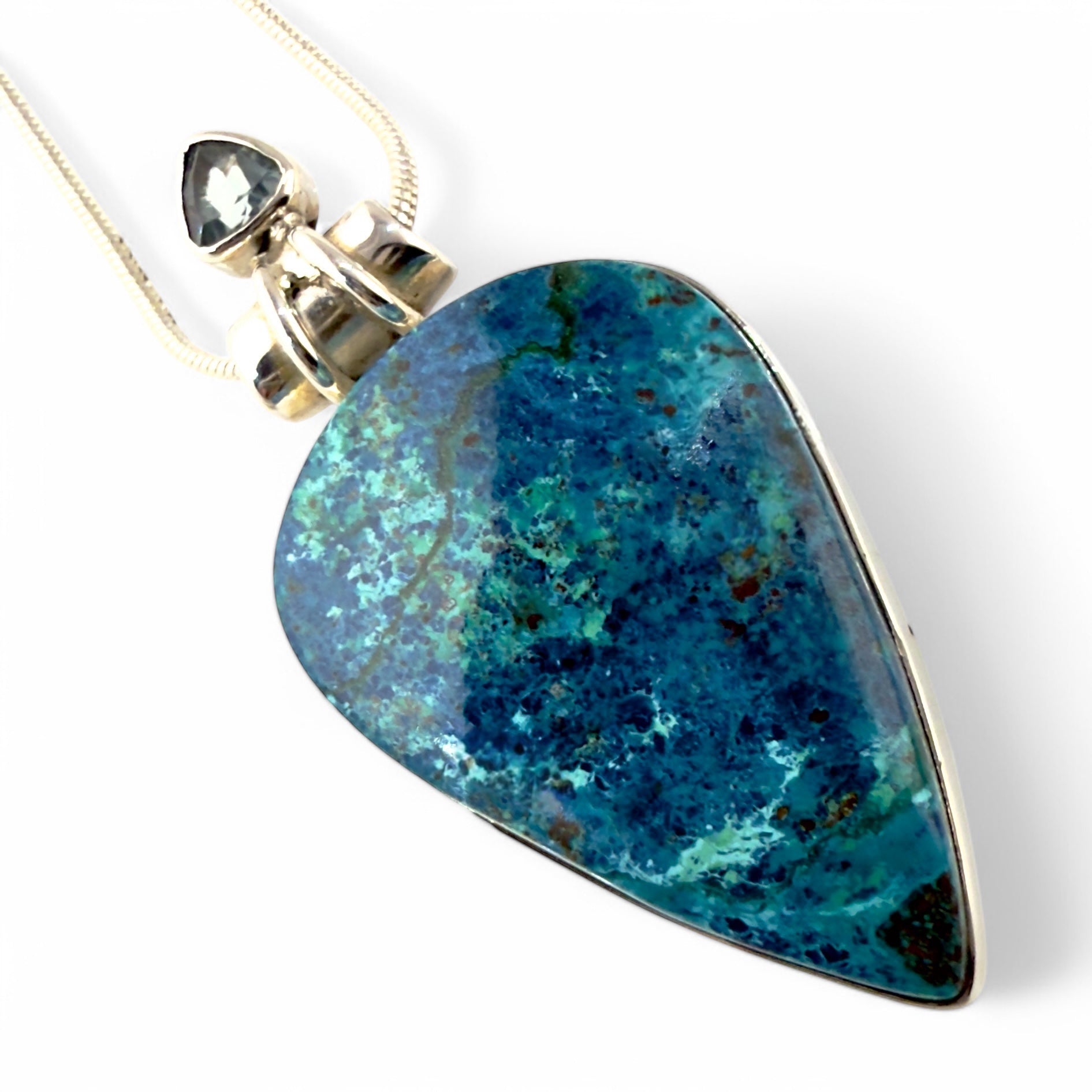 Shattuckite & Blue Topaz Sterling Silver Pendant
