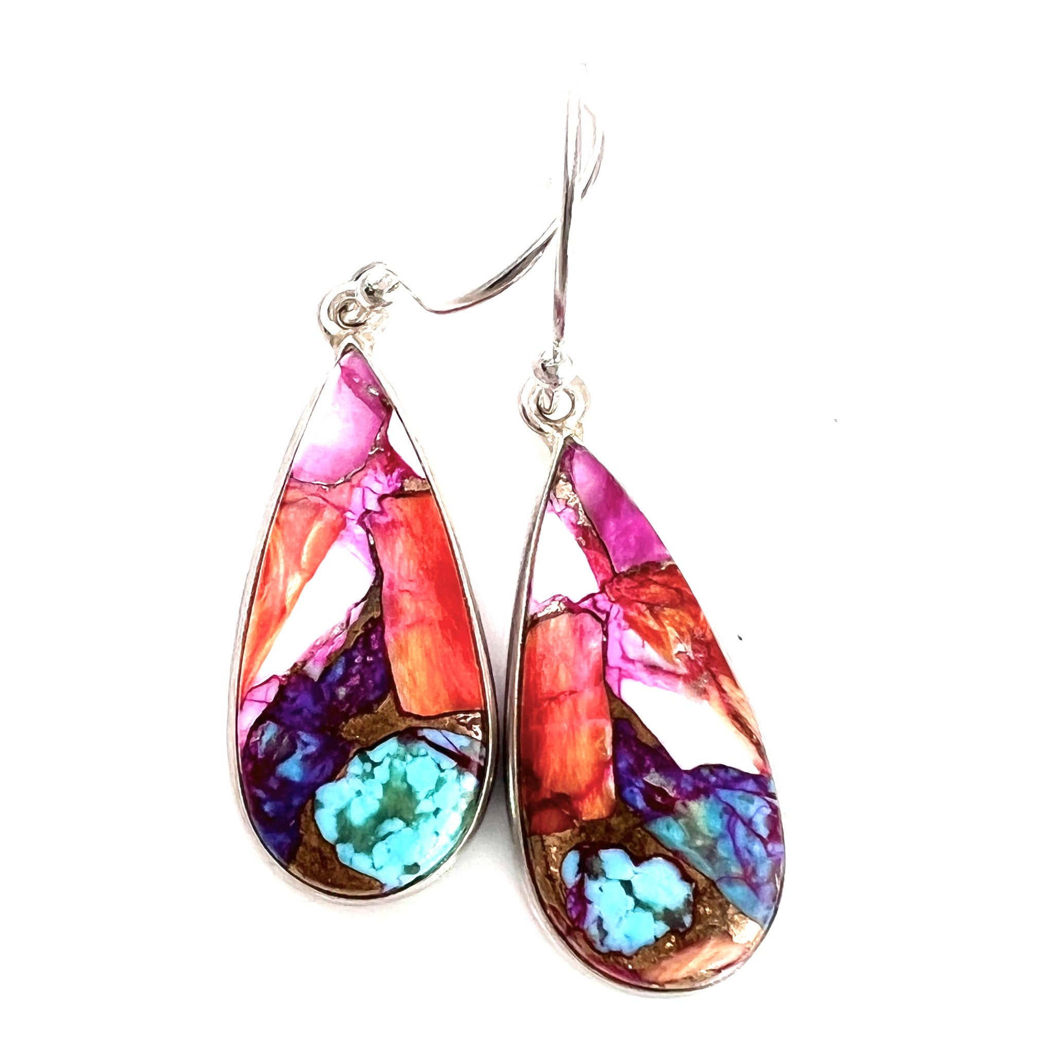 Kingman Dahlia Sterling Silver Pear Shaped Earrings