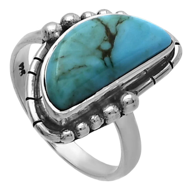 Blue Turquoise Sterling Silver Fancy Cut Ring - Keja Designs Jewelry