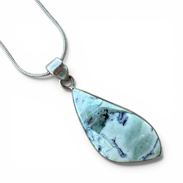Aquaprase Fancy Cut Sterling Silver Pendant