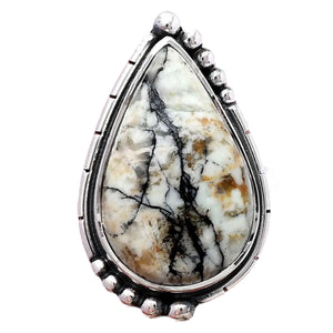 White Buffalo Sterling Silver Pear Ring - Keja Designs Jewelry