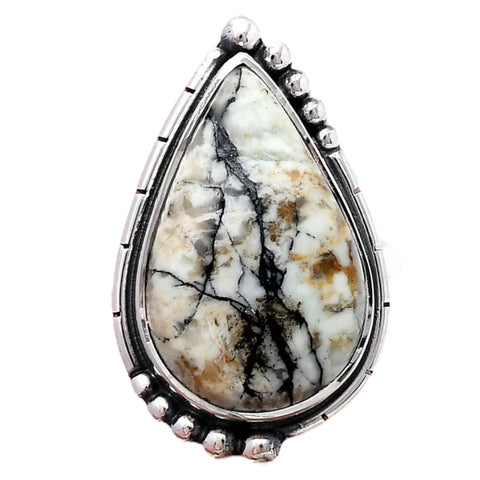 White Buffalo Sterling Silver Pear Ring - Keja Designs Jewelry