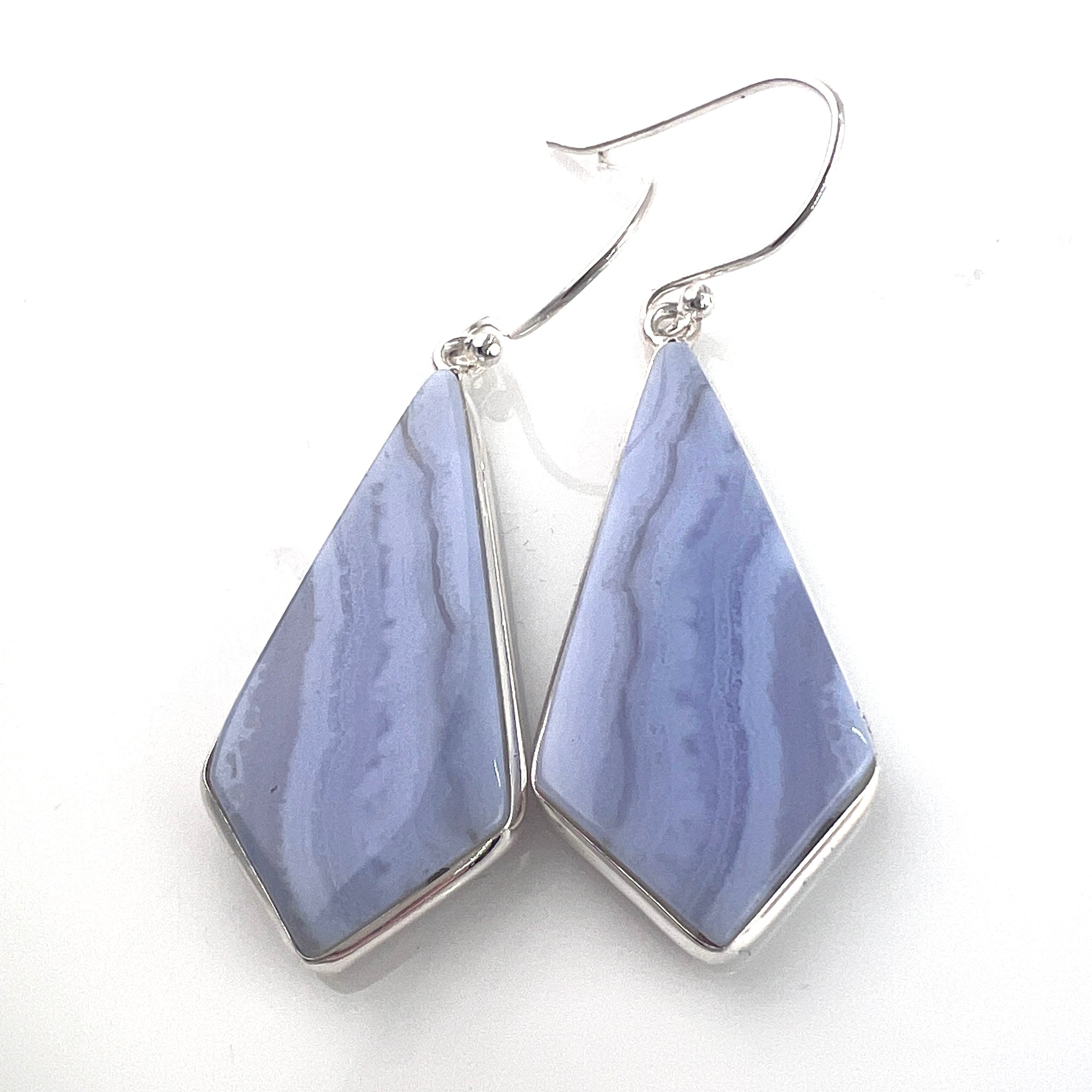 Blue Lace Agate Sterling Silver Earrings