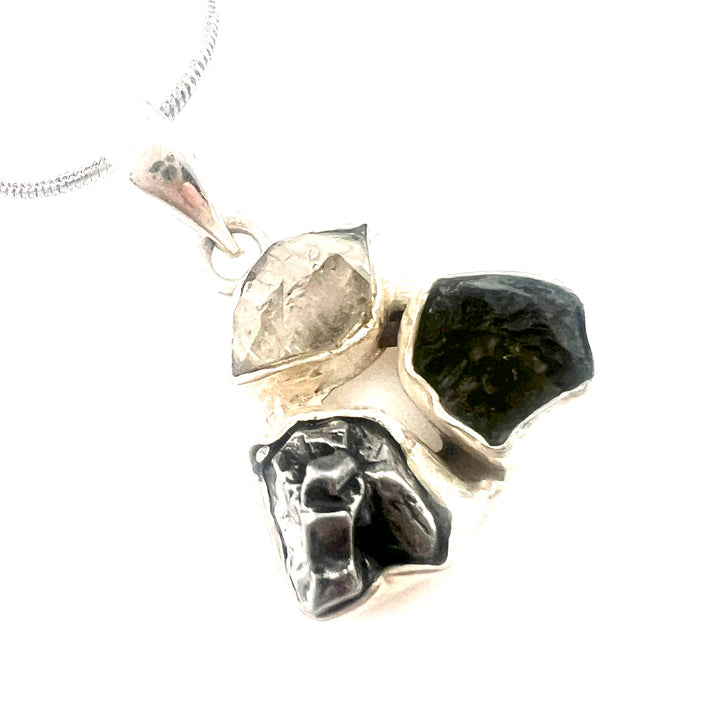 Campo De Cielo &amp; Herkimer Diamond Sterling Silver Pendant - Keja Designs Jewelry