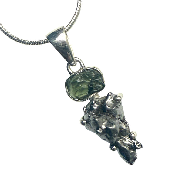 Campo de Cielo & Moldavite Duo Sterling Silver Pendant