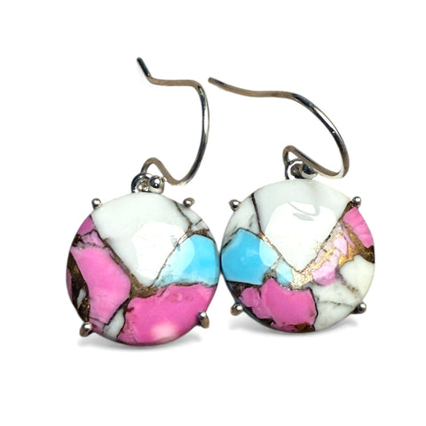 Kingman Cotton Candy Sterling Silver Round Earrings - Keja Designs Jewelry