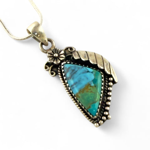 Turquoise Sterling Silver Fancy Cut Pendant