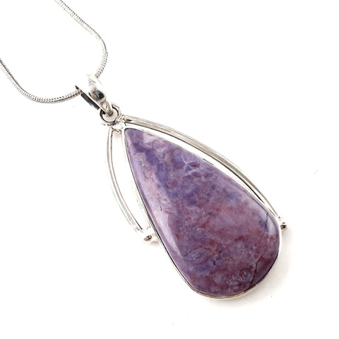 Lavender Jade  Sterling Silver Pear Pendant