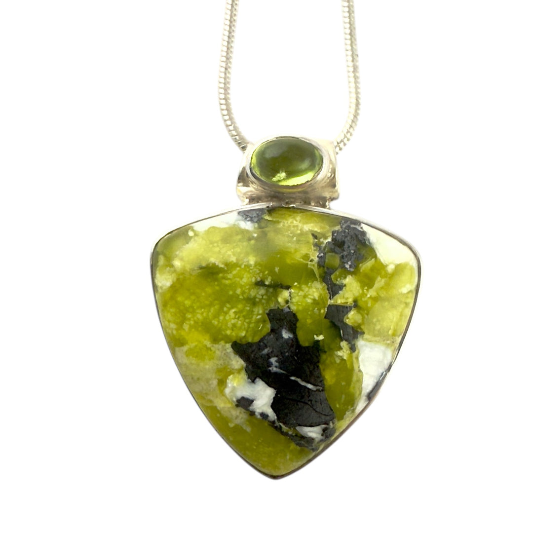 Lizardite &amp; Peridot Sterling Silver Pendant - Keja Designs Jewelry