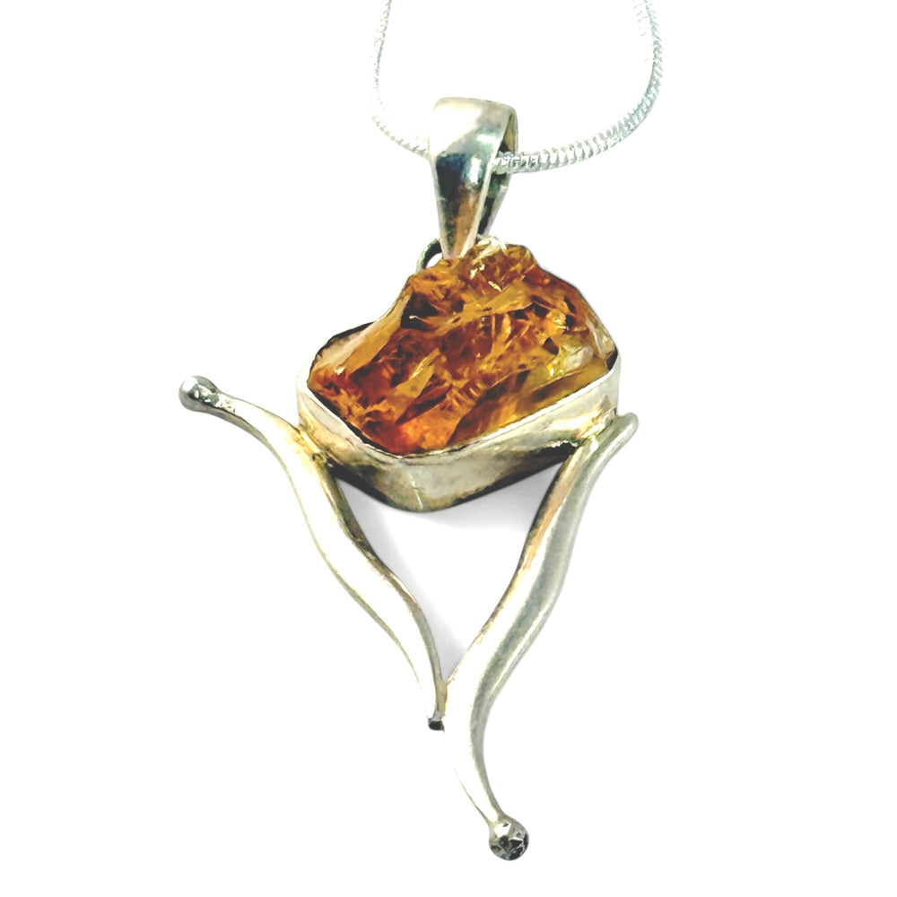 Citrine Rough Sterling Silver Vortex Pendant - Keja Designs Jewelry