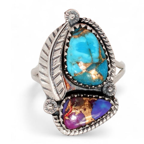 Turquoise & Purple Turquoise Sterling Silver Ring - Keja Designs Jewelry