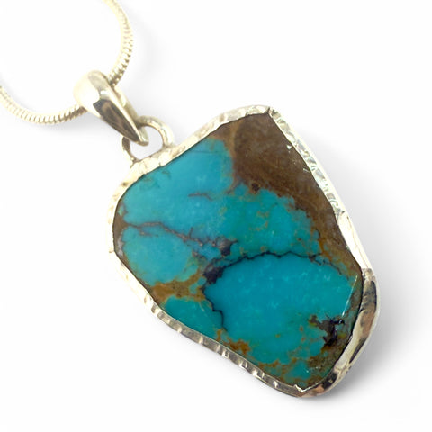 Turquoise Sterling Silver Slice Pendant