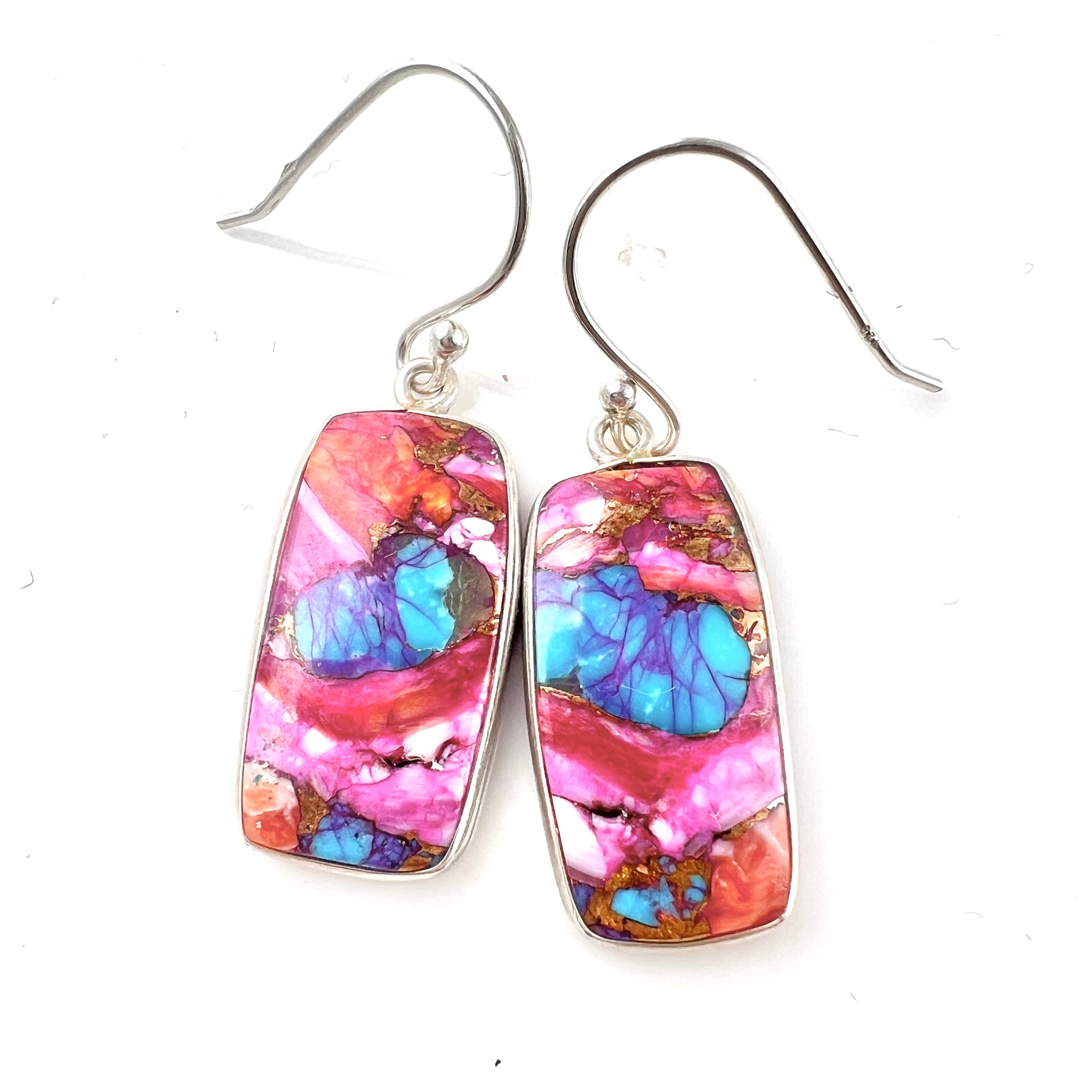 Kingman Dahlia Sterling Silver Rectangular Earrings