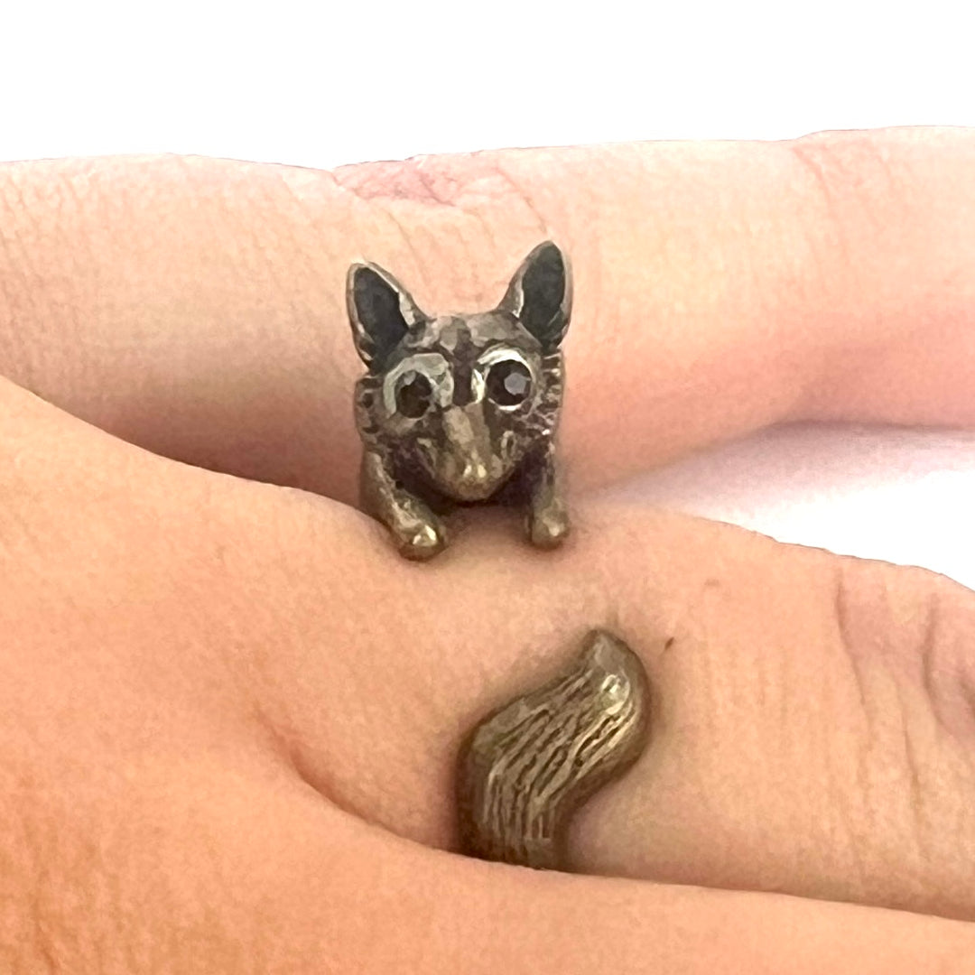 Animal Wrap Ring - Fox - White Bronze - Adjustable Ring - Keja Designs Jewelry