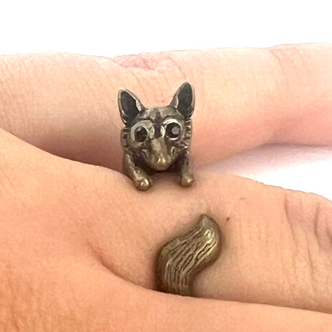 Animal Wrap Ring - Fox - White Bronze - Adjustable Ring