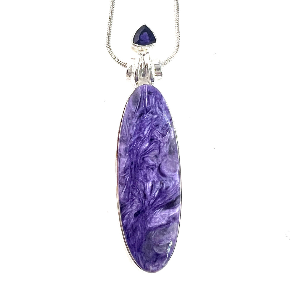 Charoite & Amethyst Sterling Silver Pendant - Keja Designs Jewelry