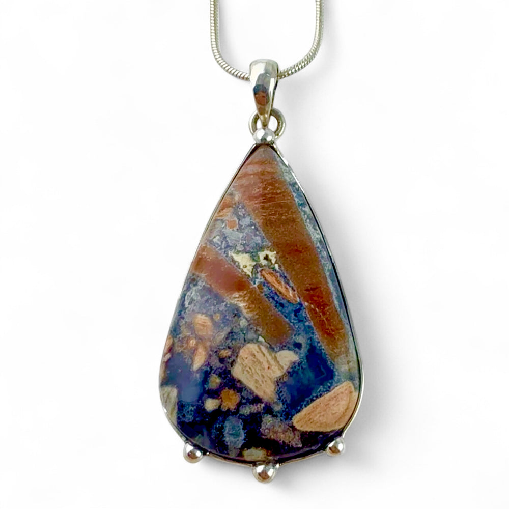 Tabu Jasper Sterling Silver Pear Cut Pendant - Keja Designs Jewelry
