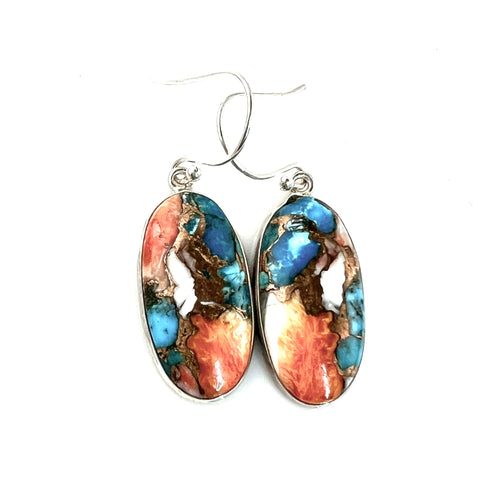 Spiny Oyster Copper Turquoise Sterling Silver Earrings - Keja Designs Jewelry