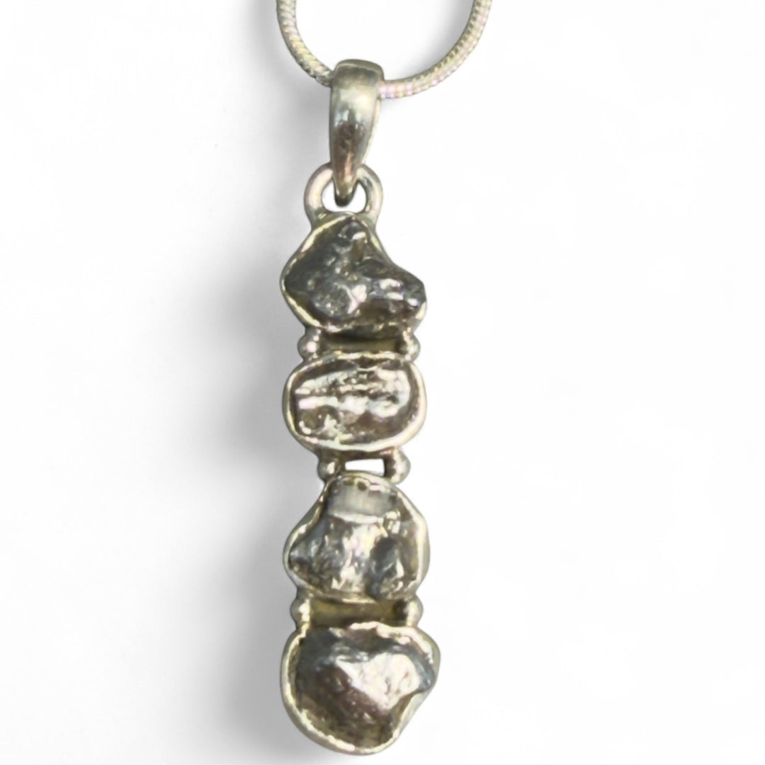 Campo de Cielo Meteorite Sterling Silver Four Stone Pendant - Keja Designs Jewelry