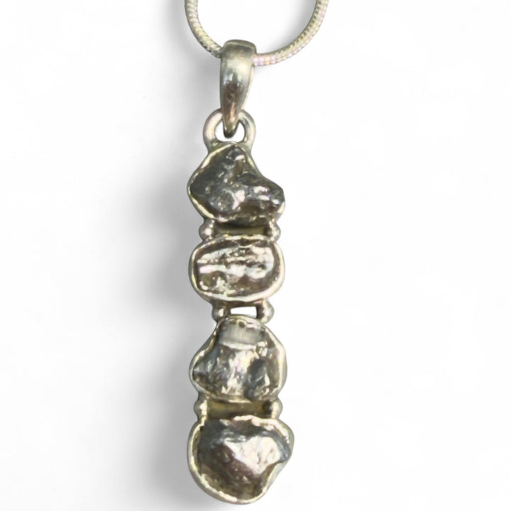 Campo de Cielo Meteorite Sterling Silver Four Stone Pendant - Keja Designs Jewelry