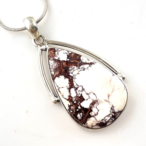 Wild Horse Jasper Sterling Silver Pear Pendant