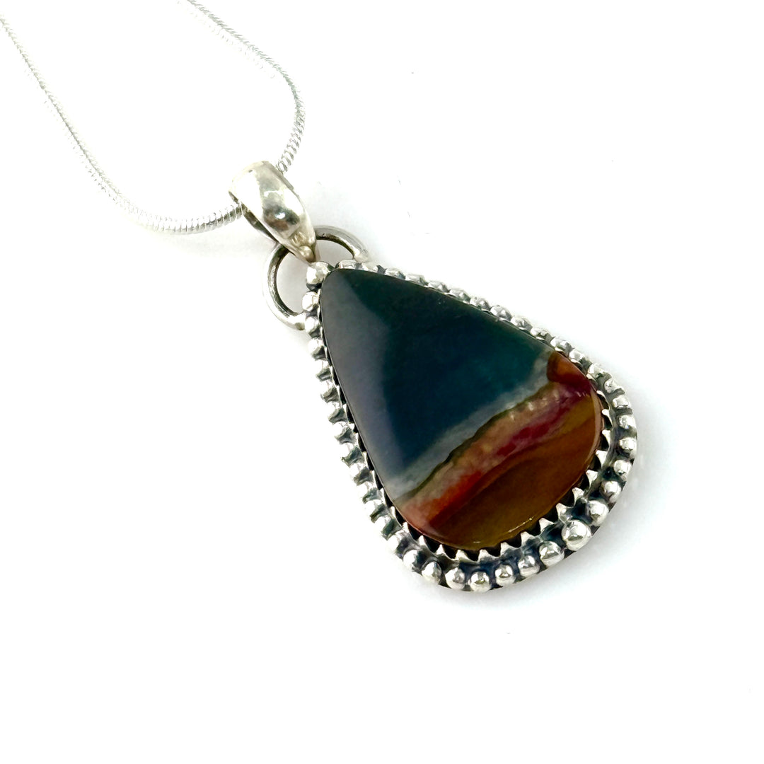 Polychrome Jasper Sterling Silver Pendant - Keja Designs Jewelry