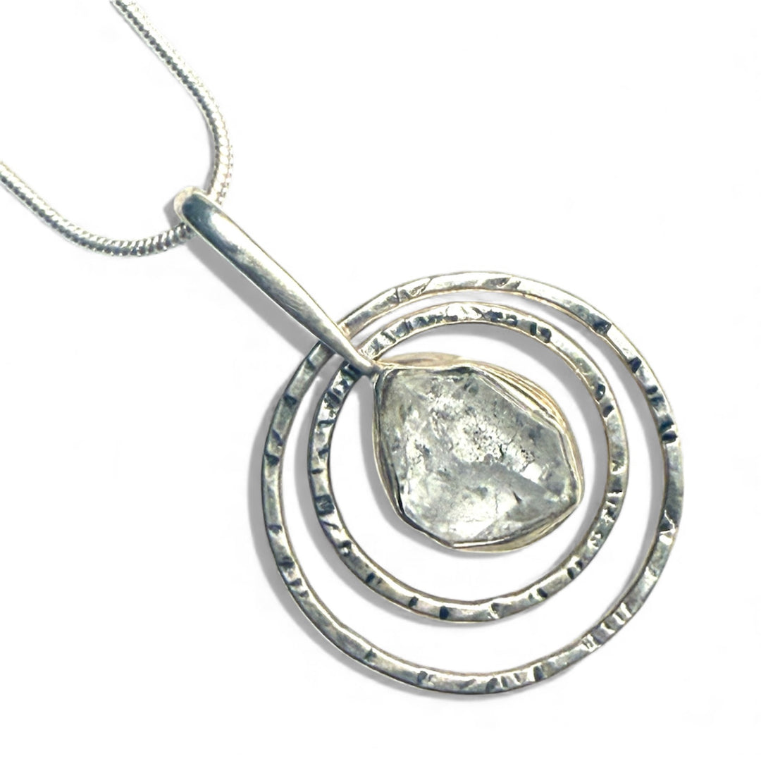 Herkimer Diamond Sterling Silver Circles Pendant - Keja Designs Jewelry