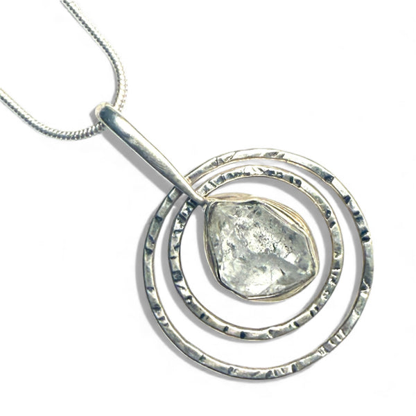 Herkimer Diamond Sterling Silver Circles Pendant - Keja Designs Jewelry