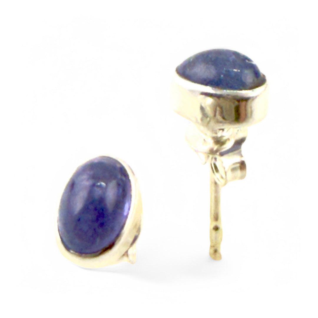 Iolite Sterling Silver Oval Post Earrings - Keja Designs Jewelry