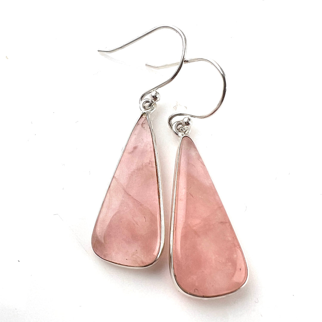 Rose Quartz Sterling Silver Earrings - Keja Designs Jewelry