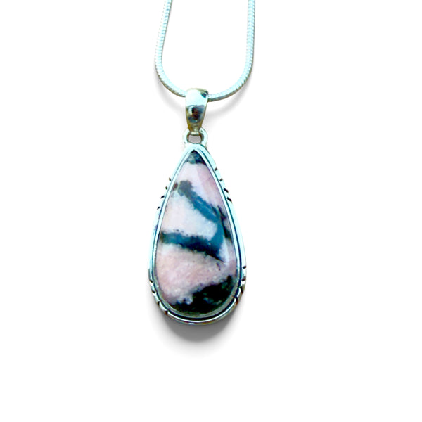 Rhodonite Sterling Silver Pear Shaped Pendant - Keja Designs Jewelry
