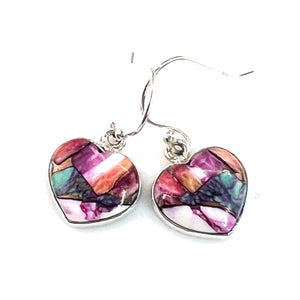 Kingman Dahlia Sterling Silver Heart Earrings