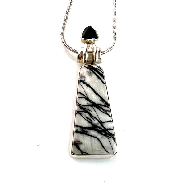 Zebra Jasper  & Onyx Pendant - Keja Designs Jewelry