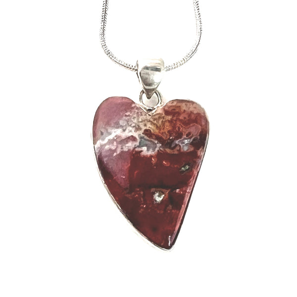 Red Moss Agate Sterling Silver Heart Pendant - Keja Designs Jewelry